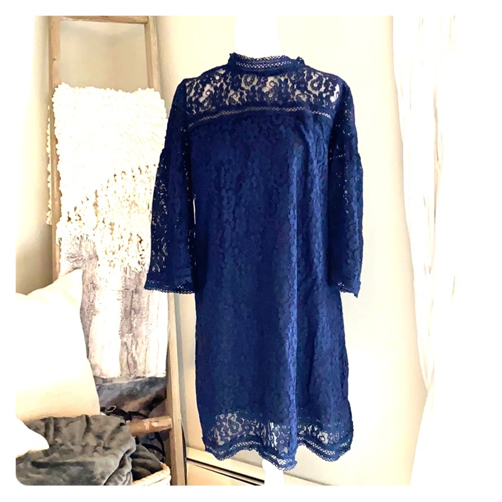 Suzanne Betro Navy Lace Dress